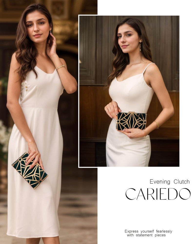 CARIEDO Women Evening Bag Elegant Clutch Purse Exquisite Velvet Metal Hollow out Handbags Prom Wedding Party - Image 4